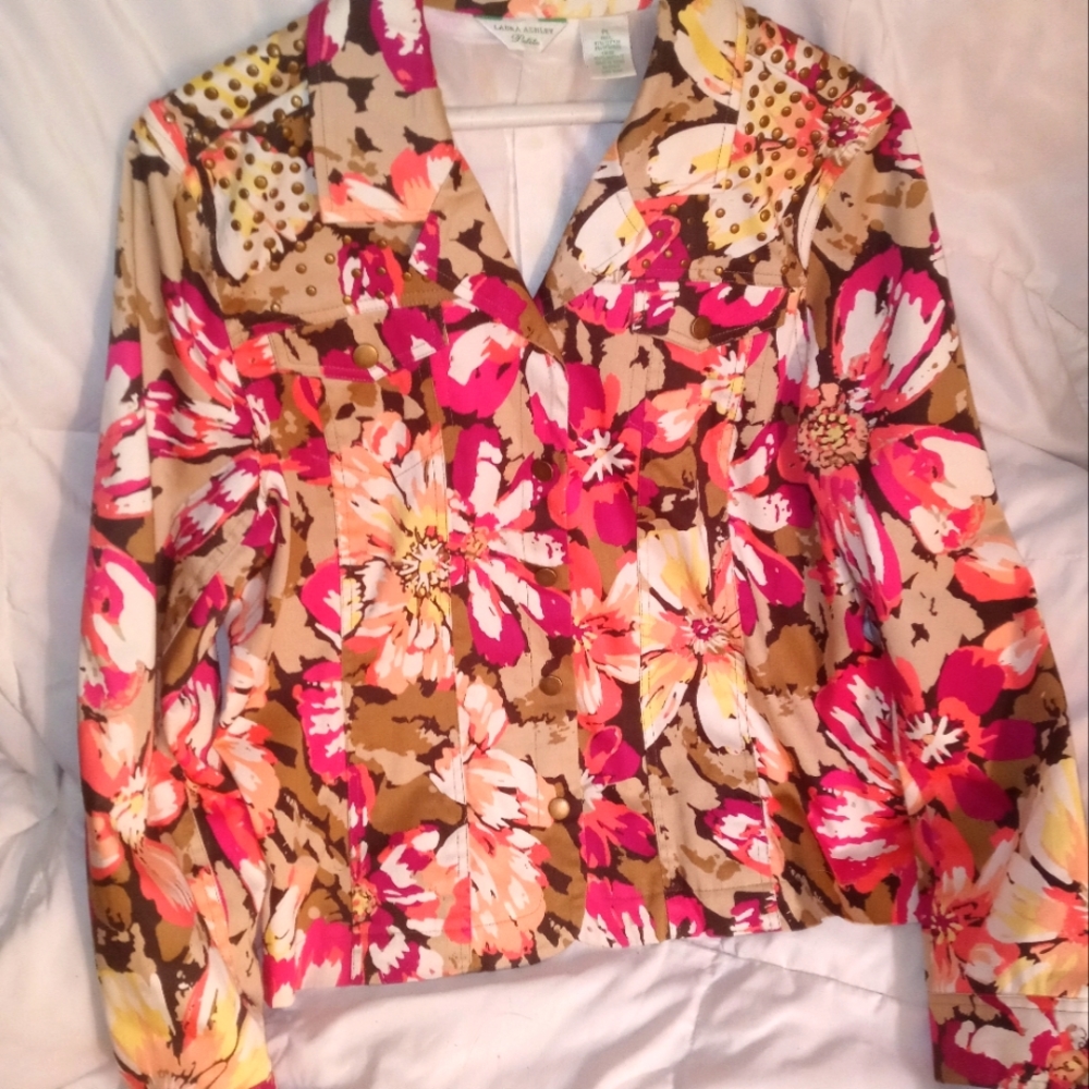 Laura Ashley floral jacket with studded breast and shoulder